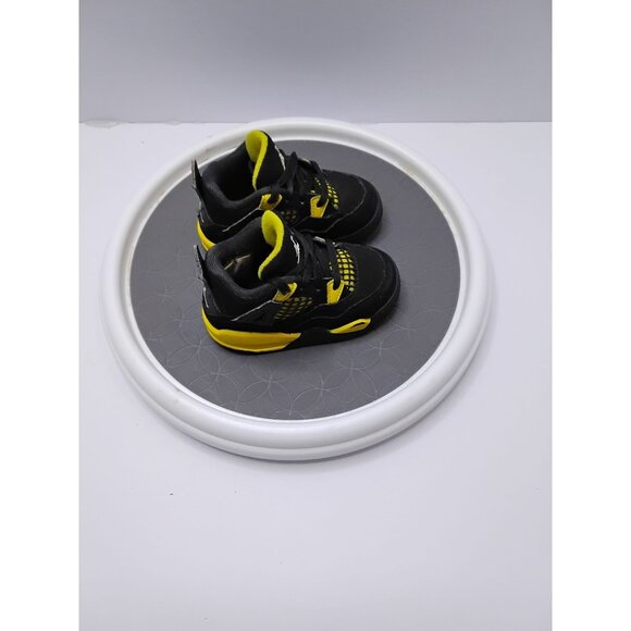 Air Jordan 4 Retro Toddler Shoes Black/Yellow Size 5C - Picture 7 of 8